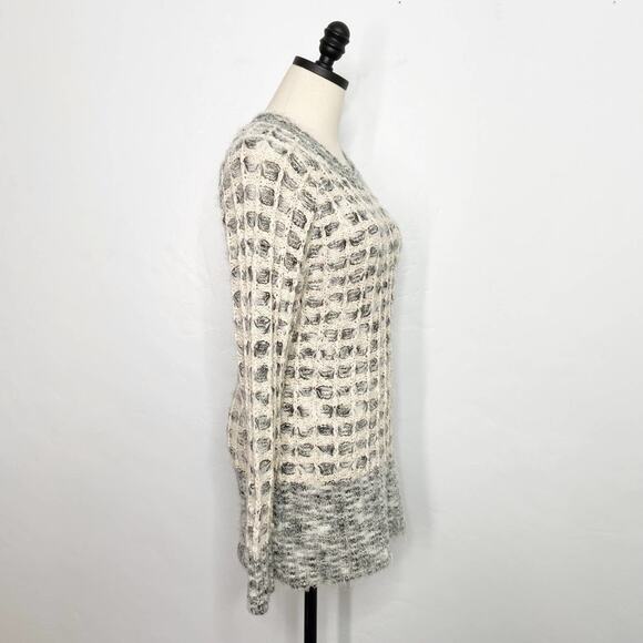 Katsumi Woven Sweater Blue Ivory Fuzzy Knit Eyelash Pullover Casual Work Size S - Picture 4 of 7